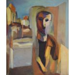John Hindmarsh (Modern) - Oil on canvas - 'Untitled II', an abstract portrait study, 173cm x