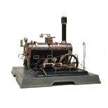 Marklin tinplate stationary steam plant, with single horizontal boiler and generator, on square