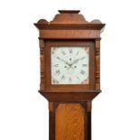 Early 19th Century Welsh oak eight-day painted dial longcase clock, Rowland Griffith, Llanrwst,