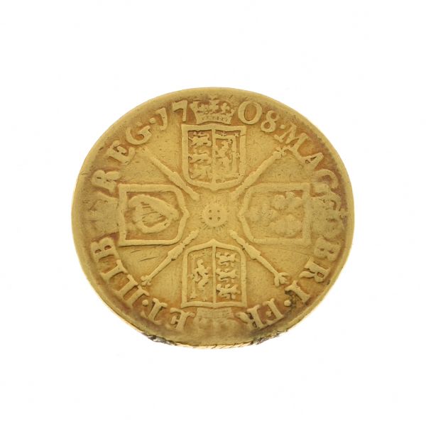 Gold Coin, - Queen Anne guinea 1708 Condition: Heavy signs of surface wear and scratching -