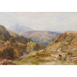 Attributed to George Arthur Fripp R.W.S (1813-1896) - Watercolour - Welsh valley with goats