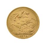 Gold Coin, - Victorian sovereign 1871, young head Condition: Some faint surface scratching - If
