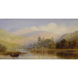 Attributed to Cornelius Pearson (1805-1891) - Watercolour - Tintern Abbey with figures in a boat,