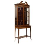 Late 19th//early 20th Century inlaid mahogany cabinet on stand by Edwards & Roberts, the upper stage