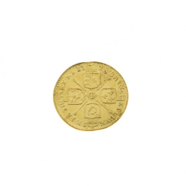 Gold Coin, - George quarter guinea 1718 Condition: Surface wear and scratching, possible signs of