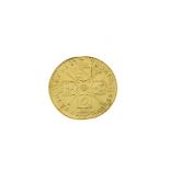 Gold Coin, - George quarter guinea 1718 Condition: Surface wear and scratching, possible signs of