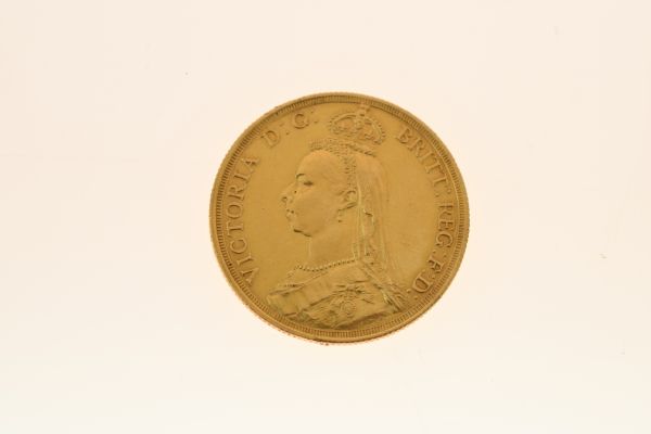 Gold Coin, - Victorian double sovereign 1887, Jubilee head Condition: Surface wear and light - Image 3 of 4