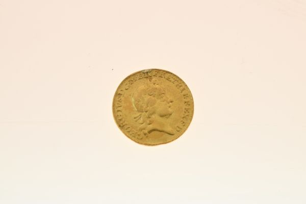 Gold Coin, - George quarter guinea 1718 Condition: Surface wear and scratching, possible signs of - Image 3 of 4