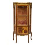 Early 20th Century French 'Vernis Martin'-style vitrine or display cabinet, the shaped marble top