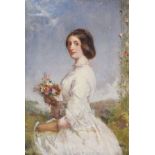 Follower of William Powell Frith (1819-1909) - Oil on canvas laid on panel - Portrait of a lady in a
