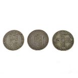 Coins, - Two William & Mary half crowns 1689, together with a Queen Anne half crown 1707 (3)