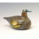 Iittala Nuutajarvi Oiva Toikka lustre glass bird, with sticker to base, 18cm long x 10cm high