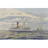 Robert Blackwell (20th Century), - Oil on canvas - Steamship Motagua running the tide to