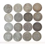 Coins, - Collection of sixteen half crowns comprising: George II Lima half crown 1746, George III