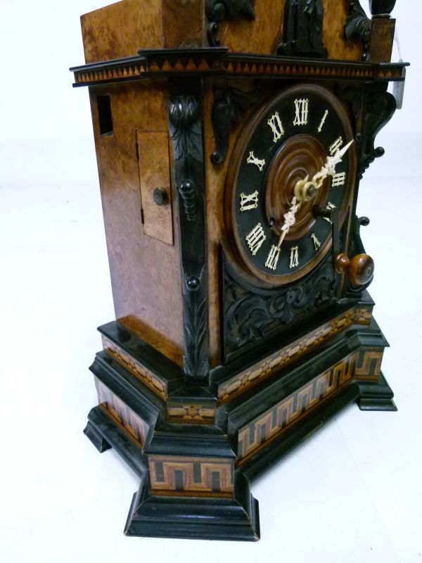 Fine 19th Century 'Black Forest' inlaid walnut musical cuckoo bracket or table clock, circa 1879, - Image 3 of 7