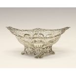 Victorian silver oval basket, having pierced and embossed decoration, sponsors mark of Francis Boone