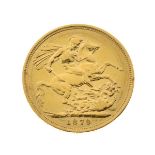 Gold Coin, - Victorian sovereign 1879, young head, Melbourne mint Condition: Surface wear and