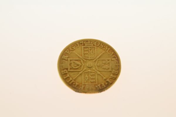 Gold Coin, - Queen Anne guinea 1708 Condition: Heavy signs of surface wear and scratching - - Image 2 of 4