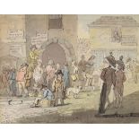 Attributed to John Nixon (c.1750-1818) - Watercolour - Ramsgate Marketplace, 16.5cm x 21.5cm