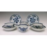 Set of four late 18th Century porcelain tea bowls and four saucers, each with external floral