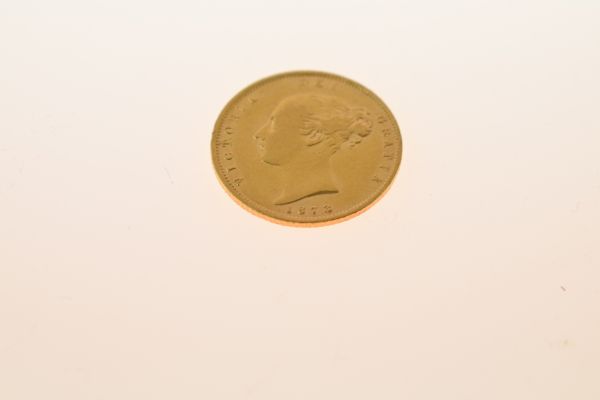 Gold Coin, - Victorian half sovereign 1873, young head, shield back Condition: Some surface wear - - Image 2 of 4