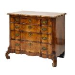 18th Century Dutch or German inlaid walnut commode chest of drawers, the ebony and boxwood-strung