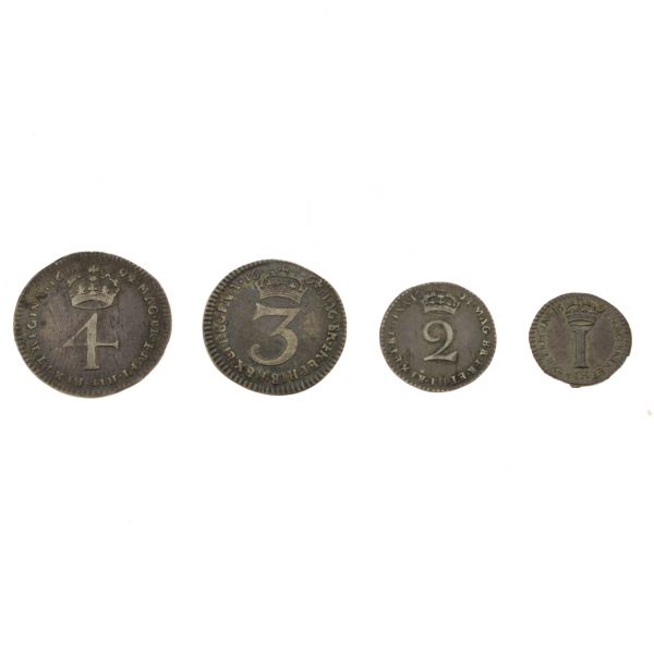 Coins, - William III Maundy money set 1694 Condition: Signs of surface wear and scratching on - If