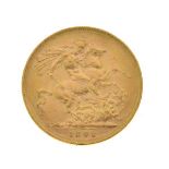 Gold Coin - Victorian sovereign 1898, old head Condition: Surface wear and scratching - If you