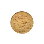 Gold Coin, - Edward VII half sovereign 1910 Condition: Surface wear, heavier on Monarch's side -