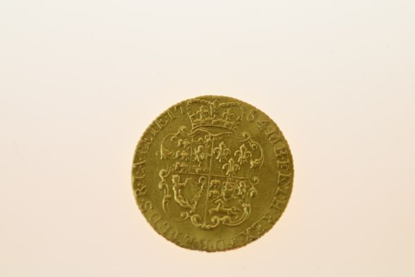 Gold Coin, - George III crowned guinea 1784 Condition: Surface wear and scratching, sign of ex-mount - Image 2 of 4