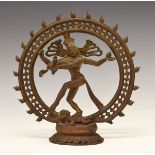 South Indian bronze figure of Siva Nataraja, probably Tamil Nadu, 19th Century or earlier, the