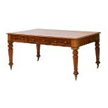 Victorian mahogany centre table or partners desk, Hobbs & Co, London, the moulded rectangular top