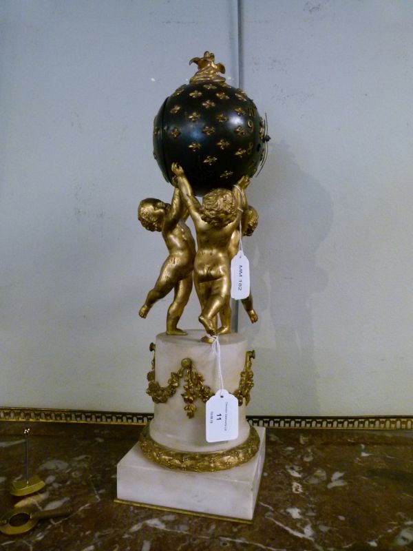 Late 19th Century French gilt metal and alabaster figural mantel clock, Samuel Marti, Paris, the - Image 3 of 6