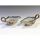 Pair of late 18th/early 19th Century porcelain pap boats, each decorated in Imari colours, with