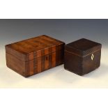 George III mahogany tea caddy of cuboid form, and a 19th Century mahogany and rosewood box of