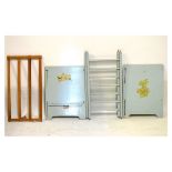 Vintage Triang baby blue wooden crib, unboxed
