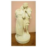 Plaster of Paris or chalk figure group of a courting couple after Frederick Lord Leghton, 35cm high