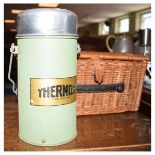Wicker picnic set and vintage Thermos flask