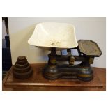 Vintage set of grocer's scales with weights