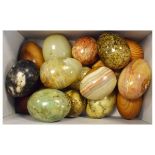 Collection of onyx and marble eggs, together with a few wooden examples (16)