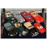 Eight unboxed Maisto and Burago die-cast model cars comprising: Rolls Royce, Ferrari, BMW, etc