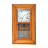 Late 19th Century American wall clock, Waterbury Clock Co, with square Roman dial, 66cm high