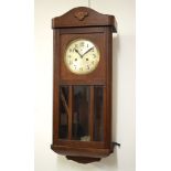 Early 20th Century German oak-cased wall clock by Haller, 77cm high