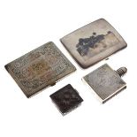 Collection of white metal items to include; two niello cigarette cases, etc, 7.4toz approx