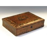 Victorian Tunbridgeware box, the hinged rectangular cover with inlaid floral centre and border