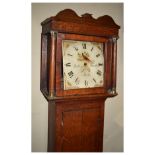 George III oak cased 30 hour painted dial longcase clock of small proportions, Joseph Thristle,