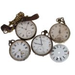 Group of four assorted silver and other open-face pocket watches to include Crump of Clifton,
