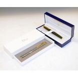 Waterman gold plated and matt black fountain pen, boxed, and a Dior gold and silver plated