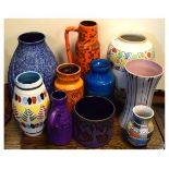 Group of West German pottery vases