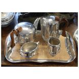 Retro Picquot ware five piece tea set including tray